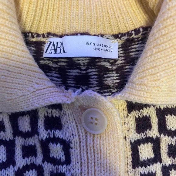 Zara Yellow and Black Checkered Cardigan - Picture 2 of 2